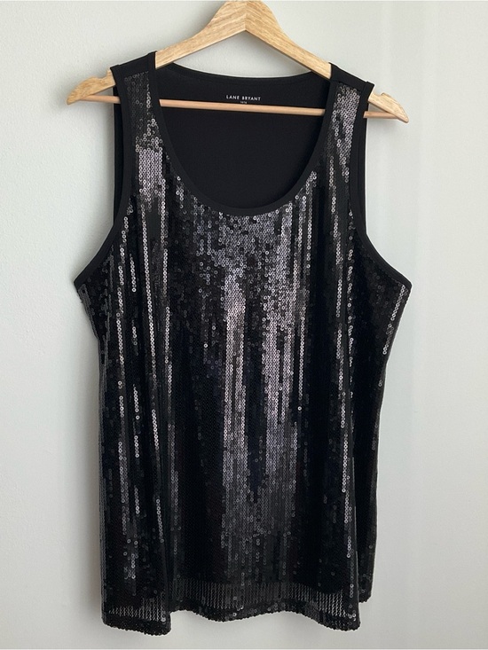 Lane Bryant Tops - Lane Bryant 14/16  Black Sequined Scoop Neck Tank NWT